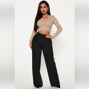 NWT Fashion Nova High Waist Wide Leg Ravyn Black Trouser Pant, XL